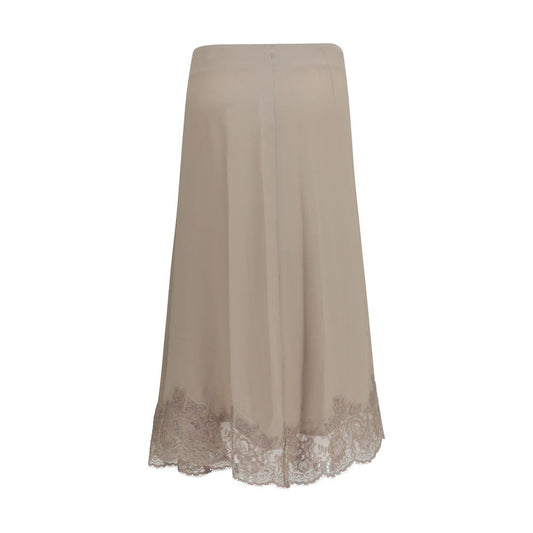 P.A.R.O.S.H. Beige Acetate Midi Skirt