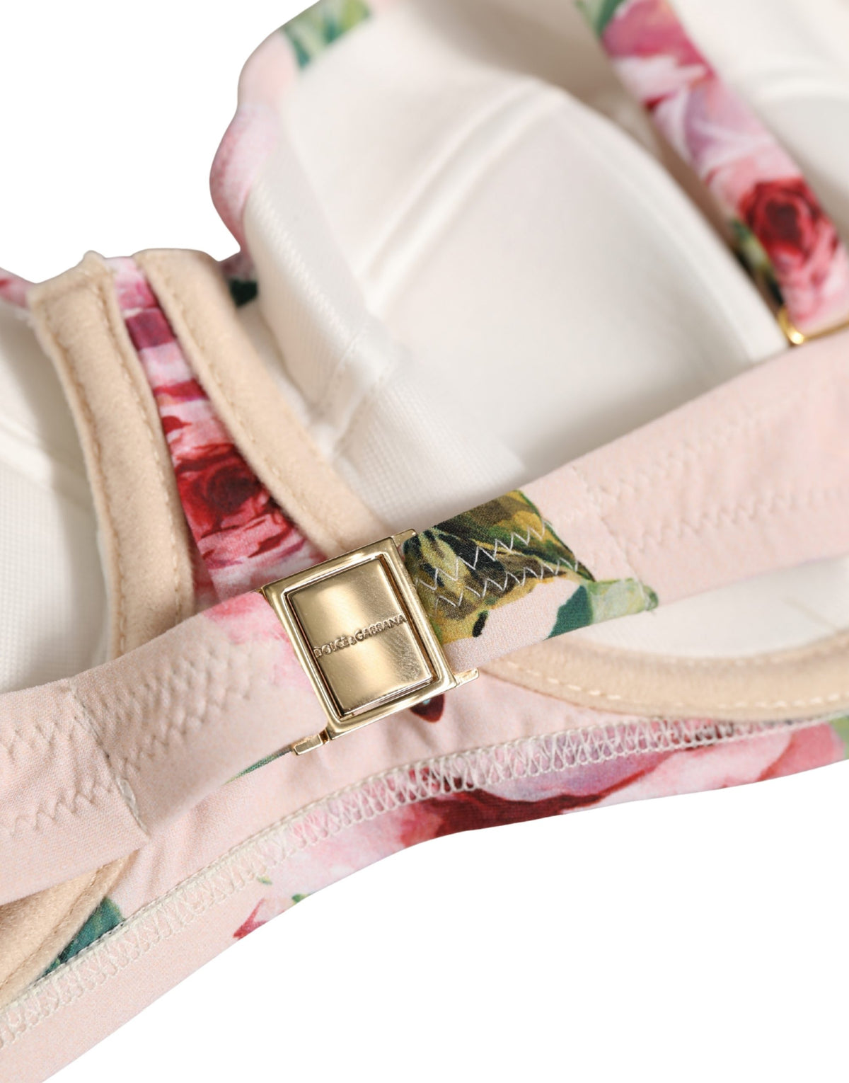 Dolce & Gabbana Bikini-Oberteil mit rosafarbenem Blumenmuster und Bügel
