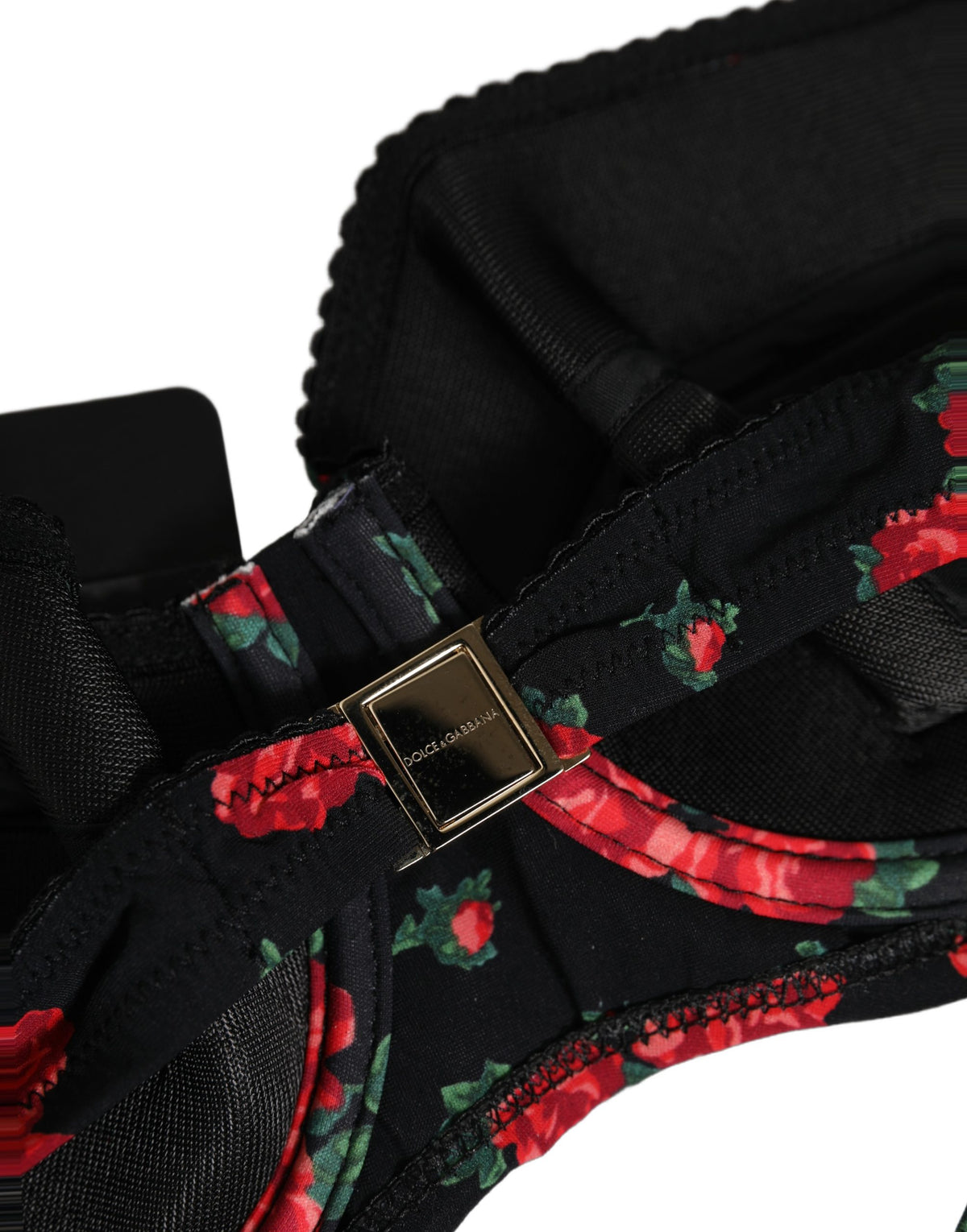 Dolce & Gabbana Bikinioberteil mit Bügel und schwarzem Blumenmuster