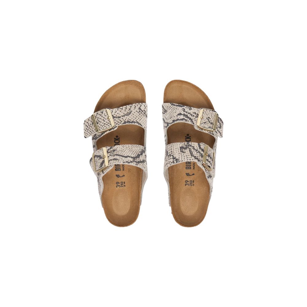 Birkenstock Sandalen Flach Grau Leder