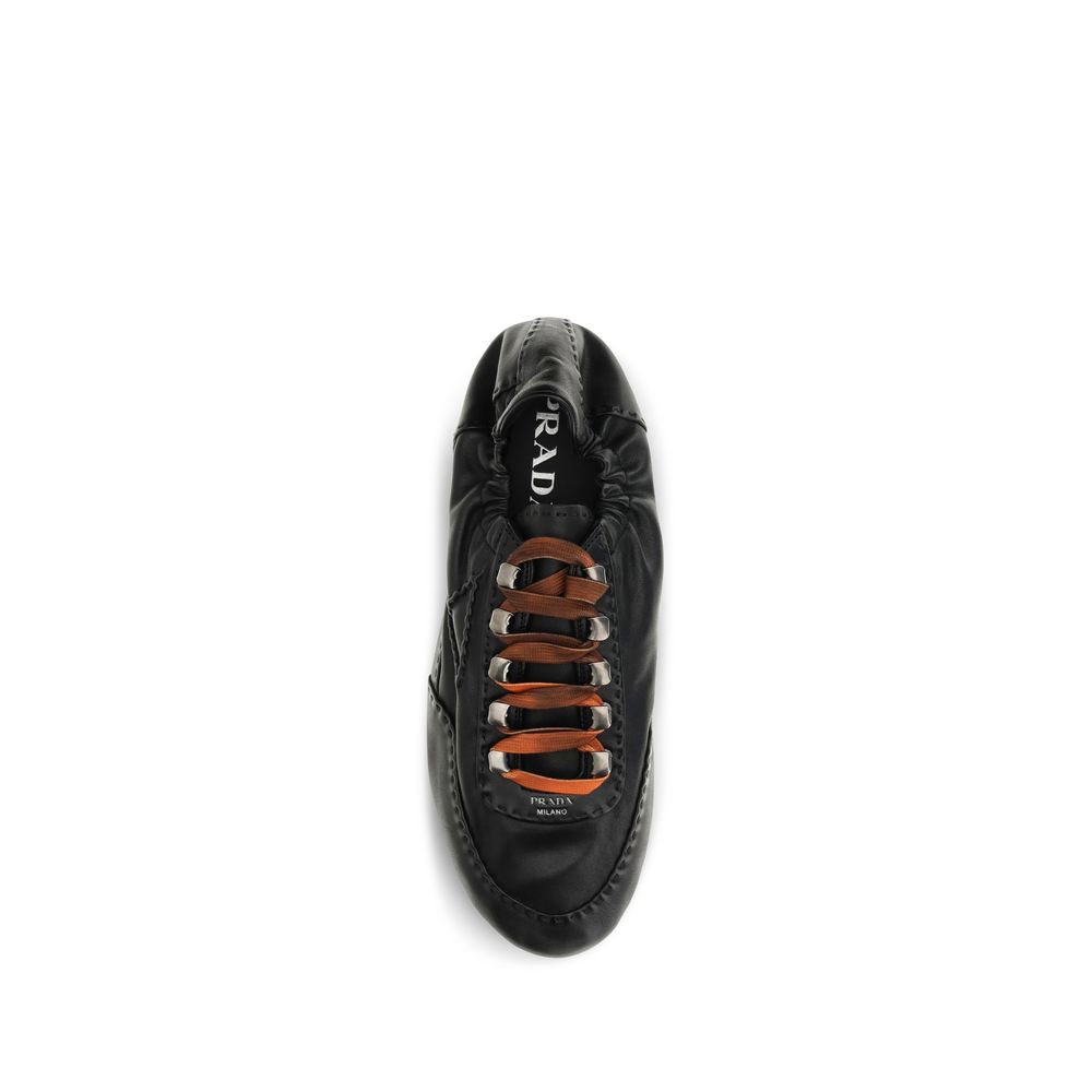Prada schwarze Lammfell-Sneaker (Ovis Aries)