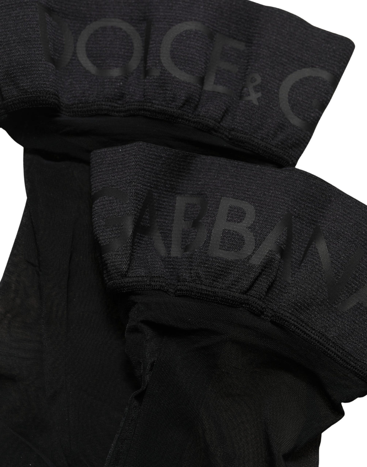 Dolce & Gabbana Schwarze Nylon Logo Wadenlange Damen Accessoire Socken