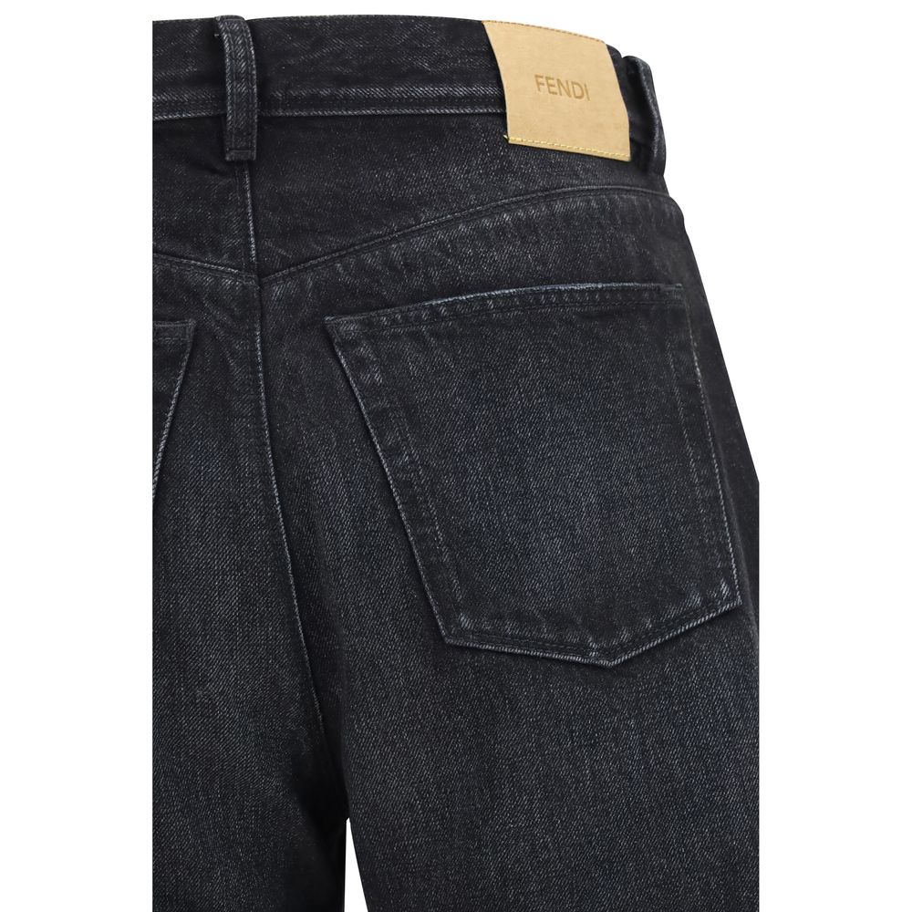 Fendi Schwarze Straight-Leg Jeans aus Baumwolle