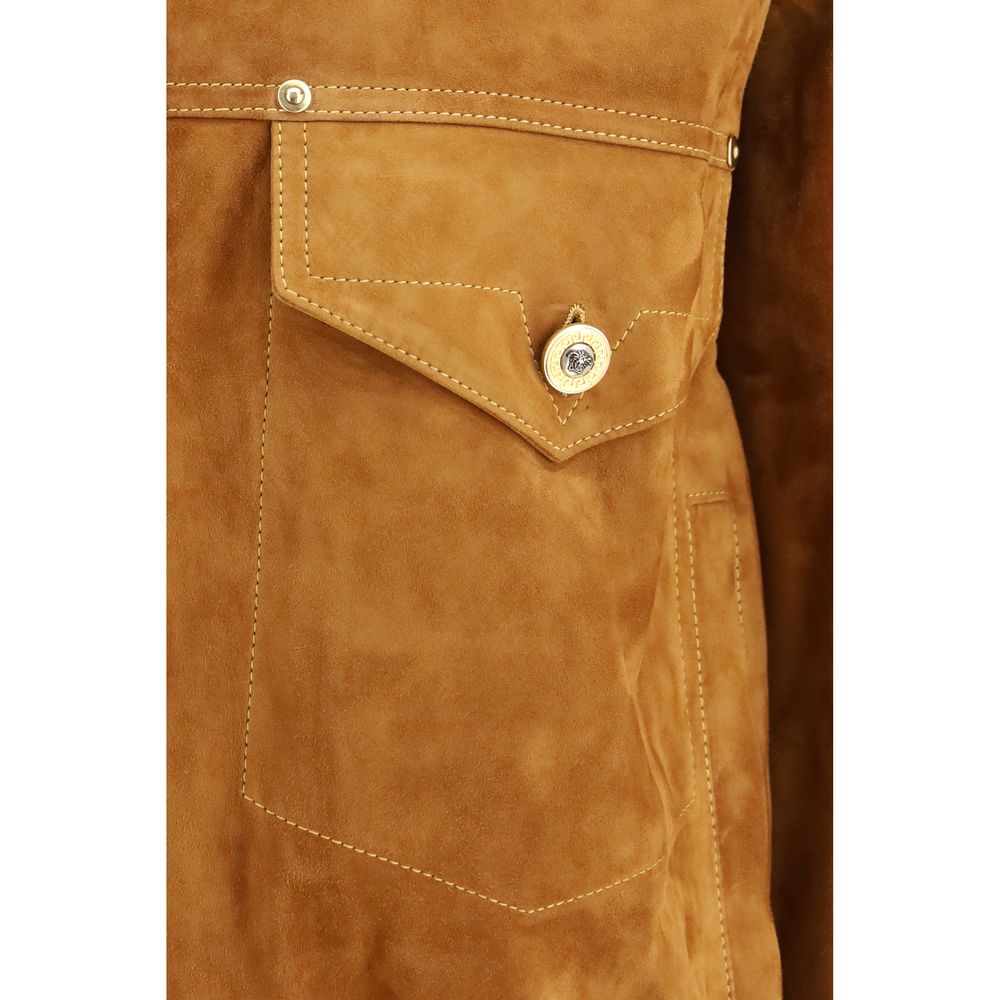 Versace Braune Lammlederjacke Ovis Aries