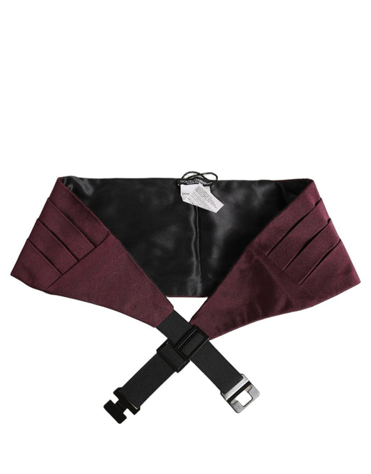 Dolce & Gabbana Maroon Men 100% Silk Belt Waist Cummerbund