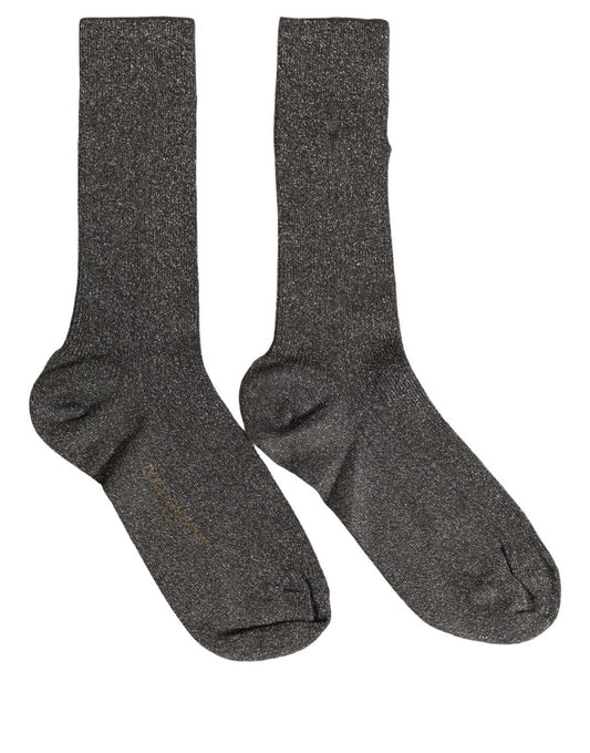 Dolce & Gabbana Dark Gray Viscose Logo Mid Calf Accessory Socks