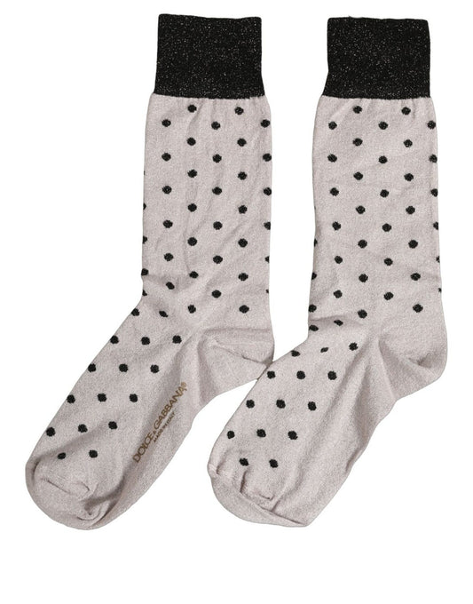 Dolce & Gabbana Gray Viscose Stretch Dotted Women Accessory Socks
