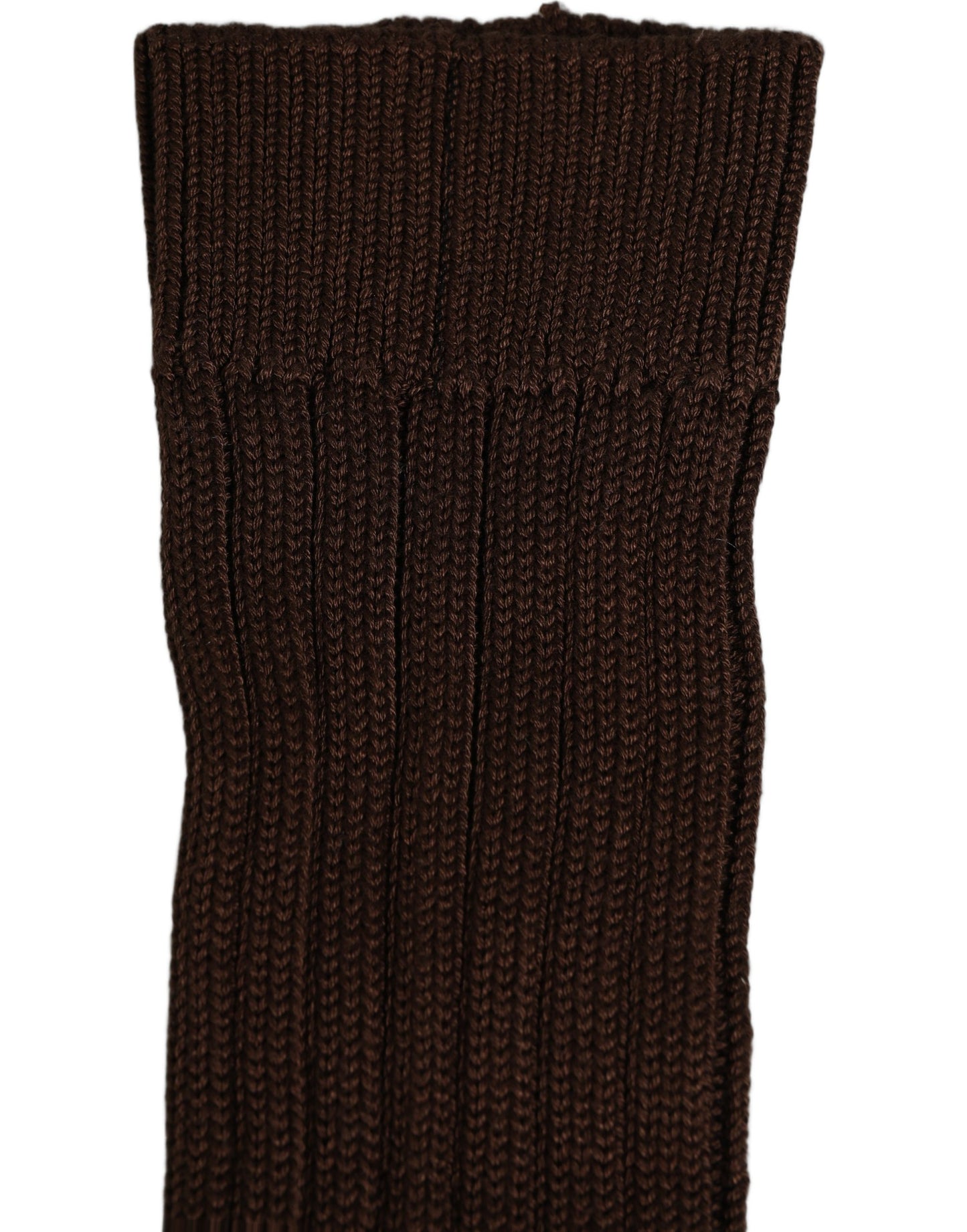 Dolce & Gabbana Dark Brown Nylon Ribbed Over The Calf Socks