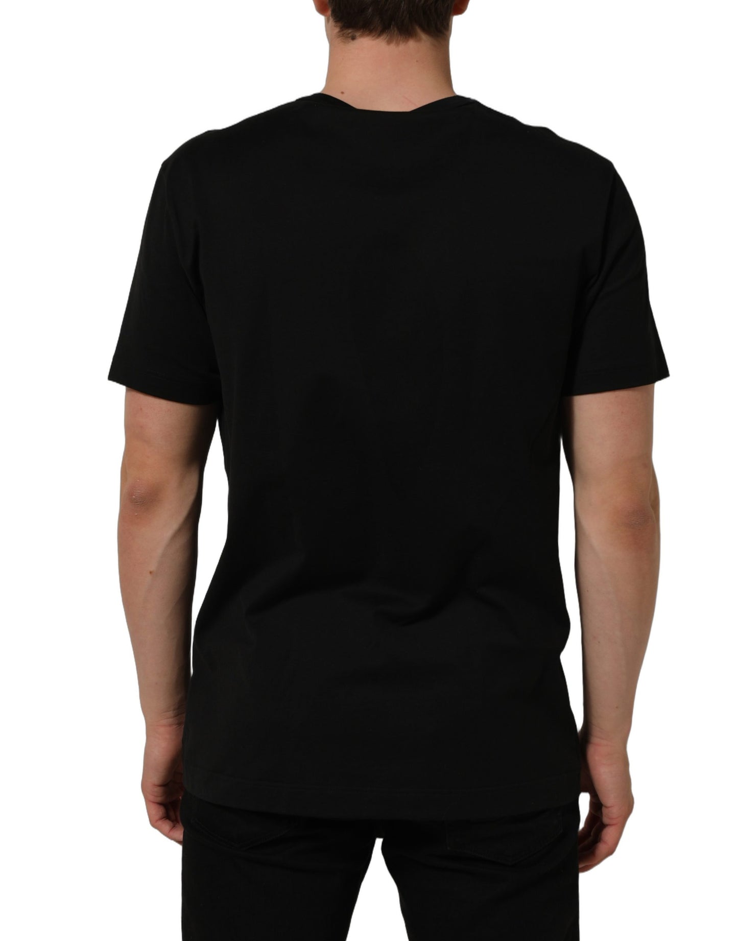 Dolce & Gabbana Black Cotton Crew Neck Short Sleeve T-shirt