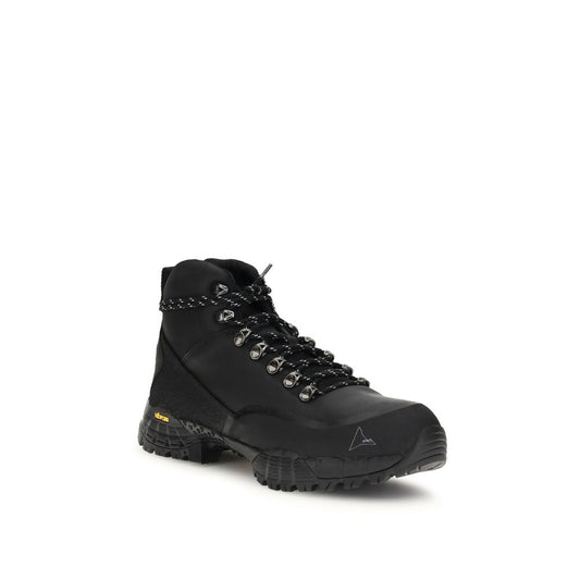 ROA Black Rubber Lace-Up Boots