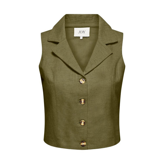 Jacqueline De Yong Green Cotton Waistcoat