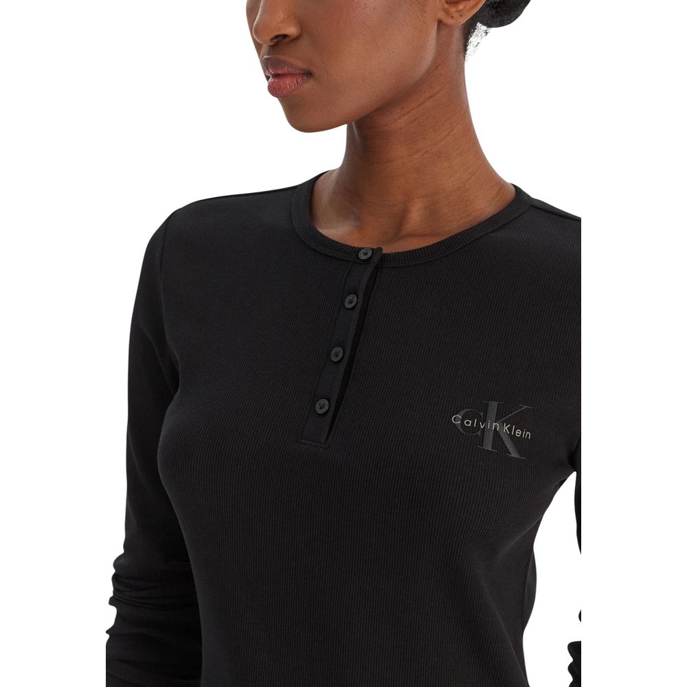 Calvin Klein Jeans Schwarzes Langarmshirt aus Baumwolle