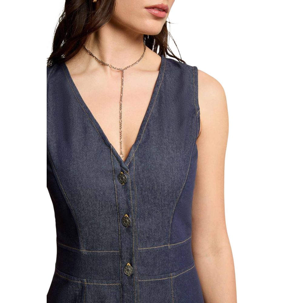 Morgan De Toi blaues langes Baumwollkleid
