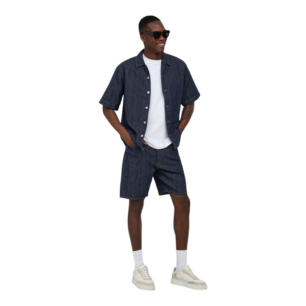 Only & Sons blaues Kurzarmhemd aus Baumwolle