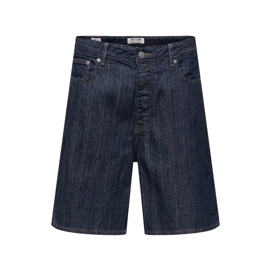 Only & Sons Blue Cotton Bermuda Shorts