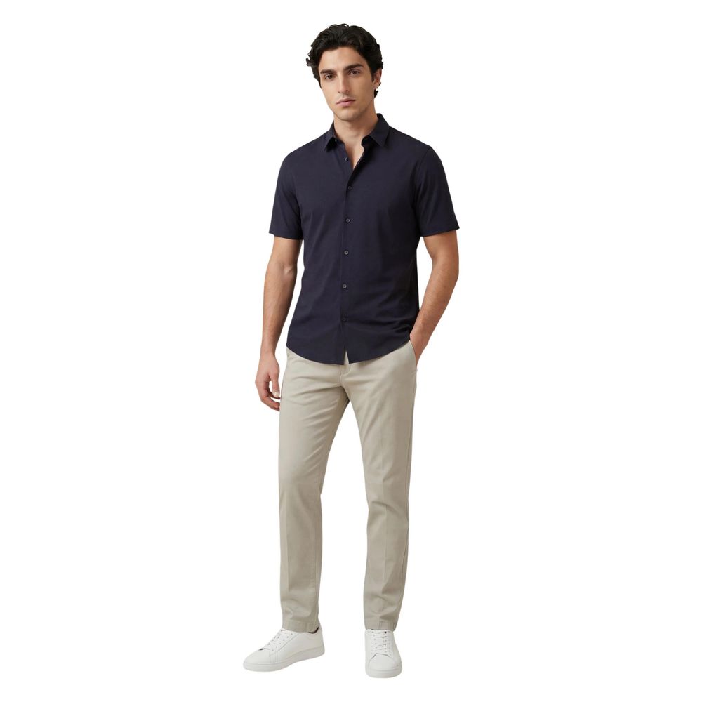 Armani Exchange Blaues Polyamid Kurzarmhemd