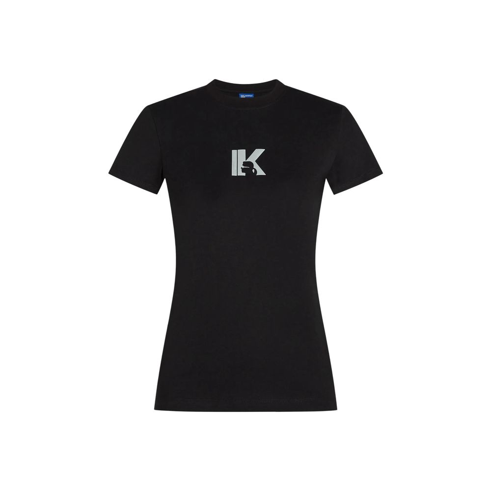 Karl Lagerfeld Schwarzes Baumwoll-T-Shirt