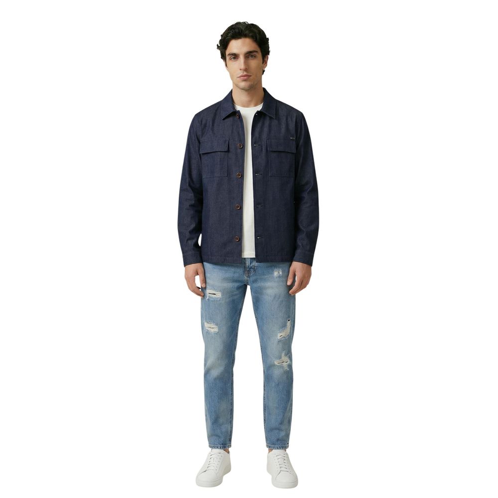 Gianni Lupo Blaue Lyocell-Jacke