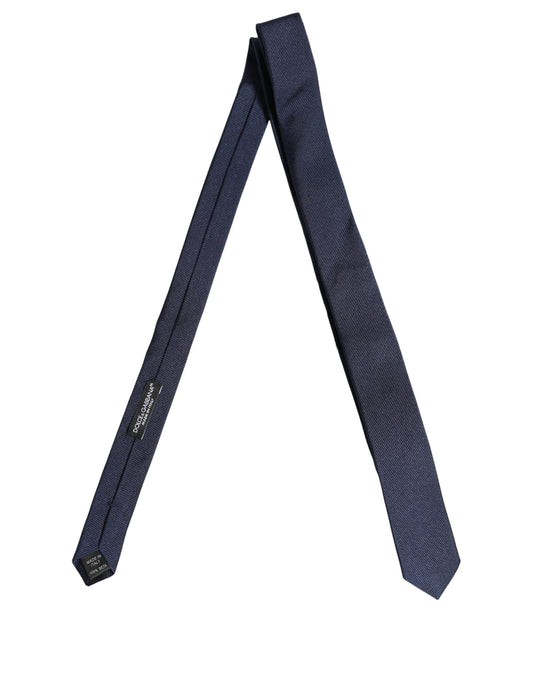 Dolce & Gabbana Men Dark Blue Textured Silk Adjustable Tied Necktie Tie