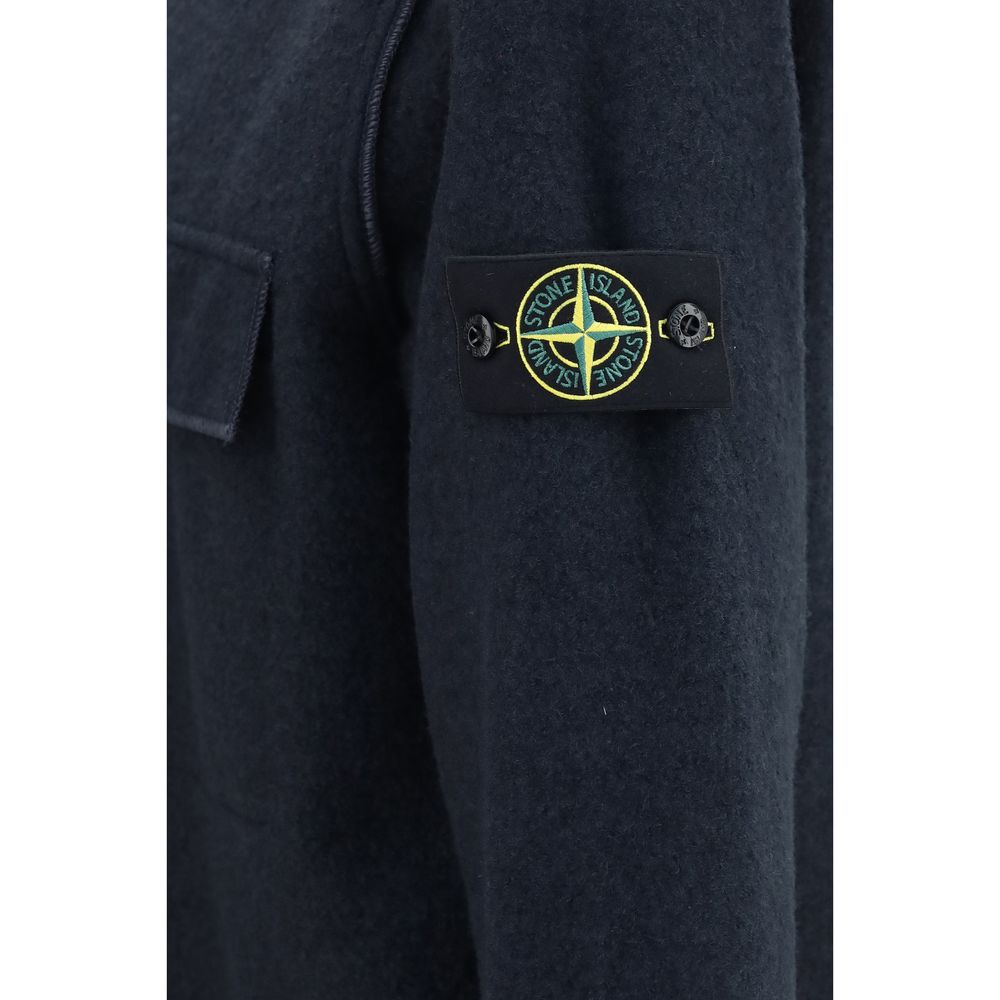 Stone Island blaues Polyamidhemd