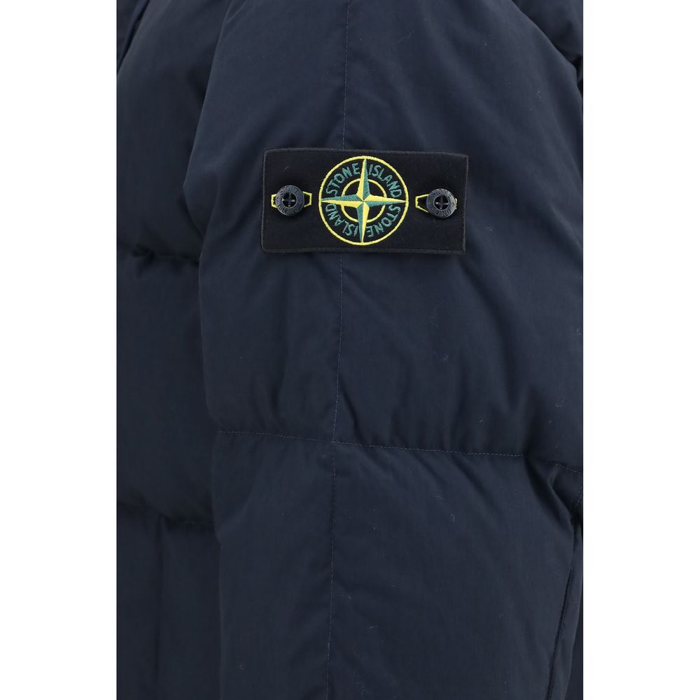 Stone Island Blaue Daunenjacke aus Shell-Gewebe