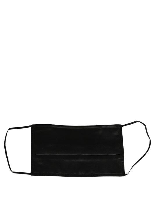 Dolce & Gabbana Black Satin Silk Pleated Elastic Ear Strap Face Mask