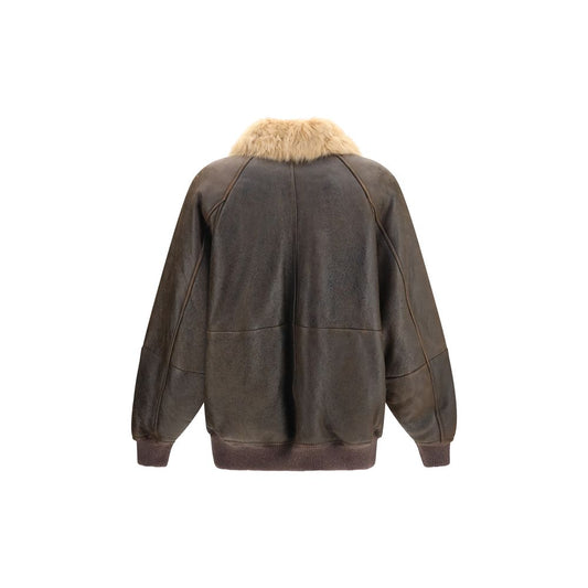 Brunello Cucinelli Brown Lambskin Bomber