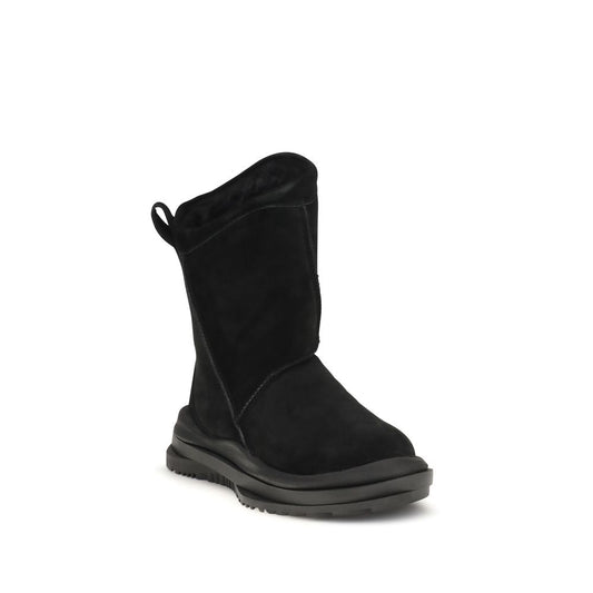 UGG Black Suede Leather Flat Boots