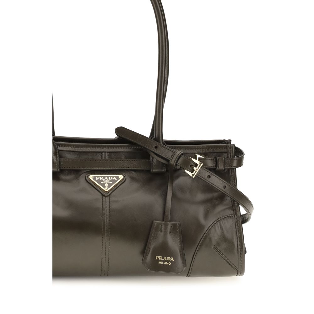 Prada Black Calf Leather Bos Taurus Shoulder Bag