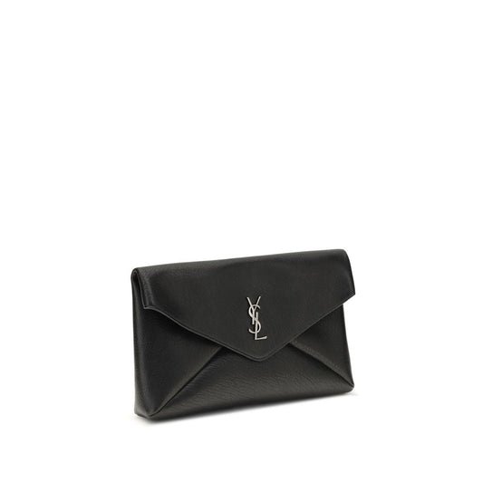 Saint Laurent Schwarze Kalbsleder Bos Taurus Clutch-Tasche