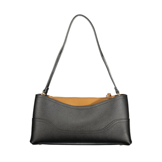 Twinset Damenhandtasche aus Polyurethan in Schwarz mit Fächern und mittigem Einsteckfach