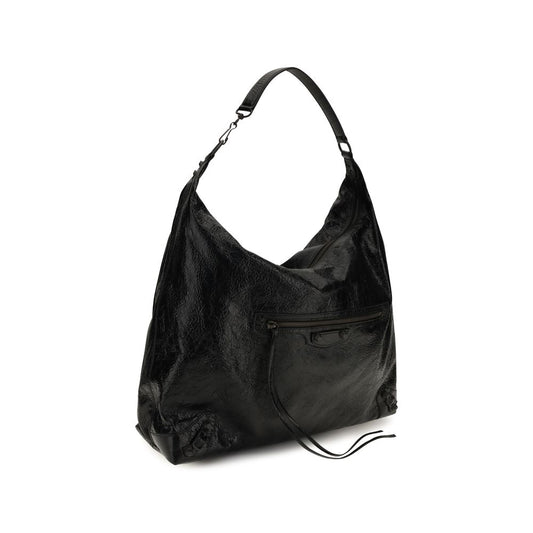 Balenciaga Schultertasche aus schwarzem Lammleder Ovis Aries
