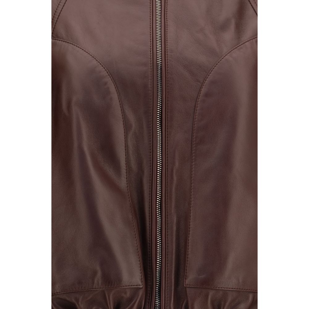 Brunello Cucinelli Bordeaux Lamb Ovis Aries Leather Jacket
