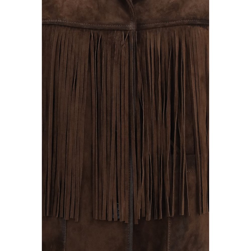 Golden Goose Brown Suede Leather Leather Jacket