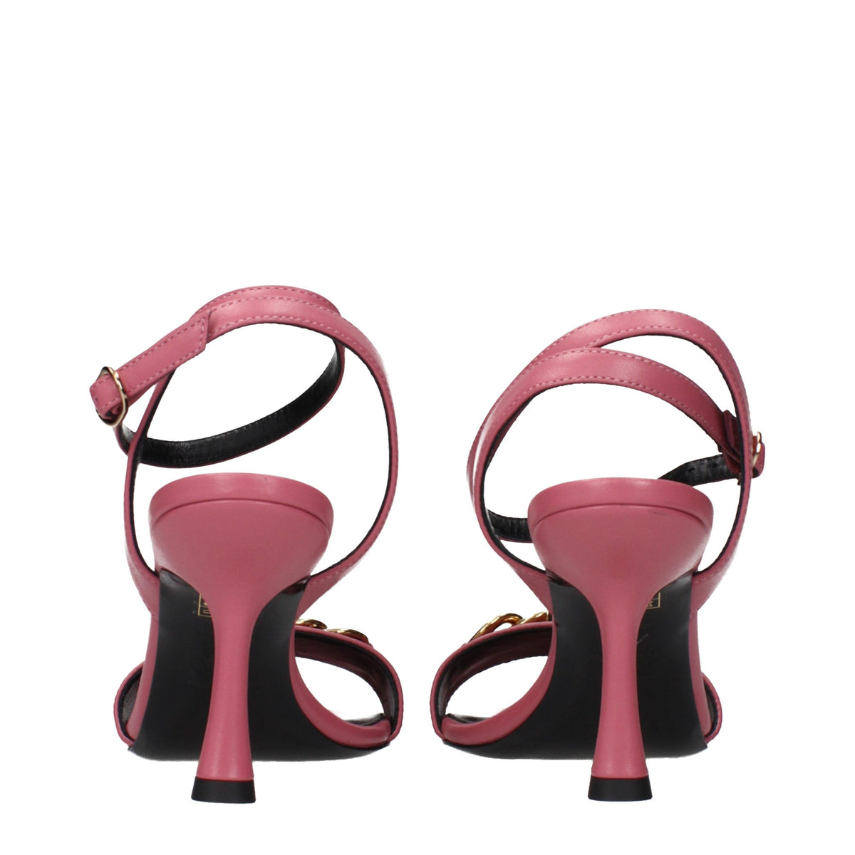 Versace Stiletto-Sandaletten aus rosafarbenem Leder