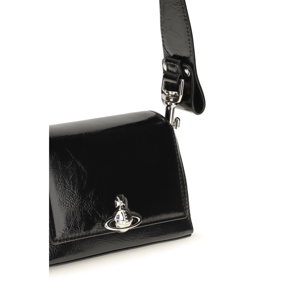 Vivienne Westwood Black Calf Leather Bos Taurus Shoulder Bag