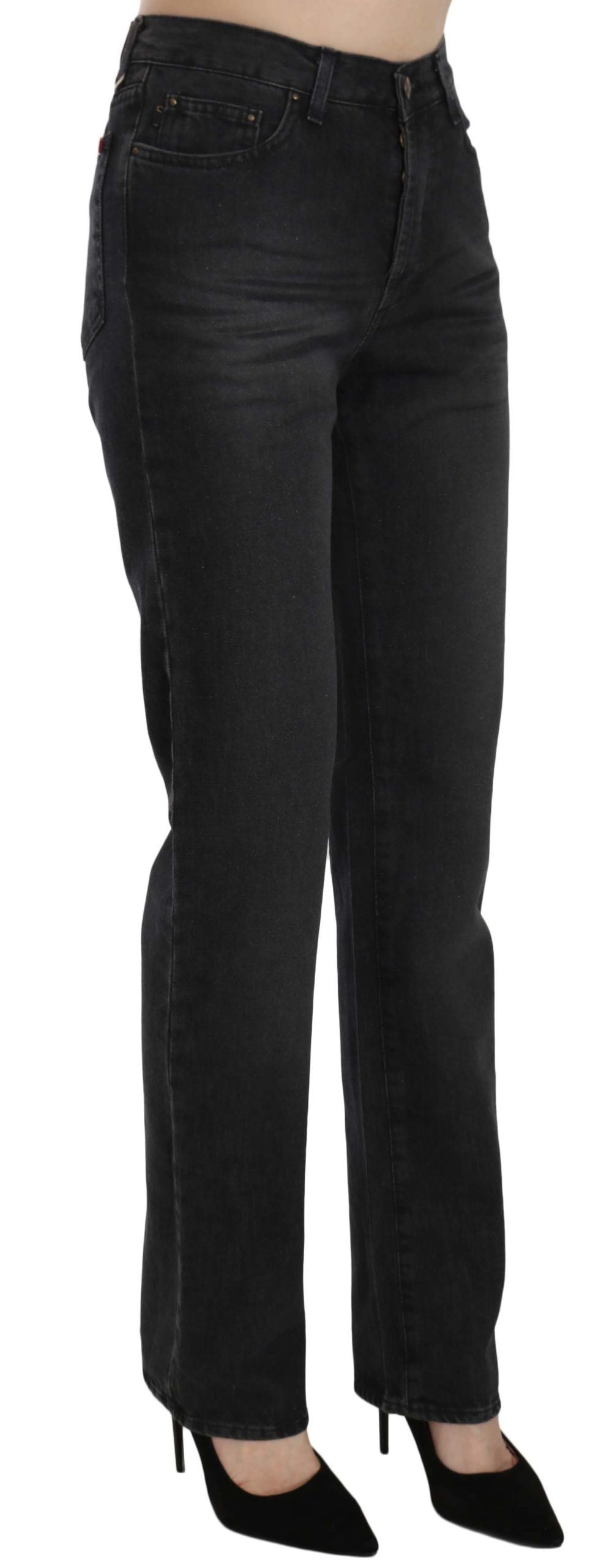 Just Cavalli – Schwarze, verwaschene Jeans mit hoher Taille und geradem Schnitt