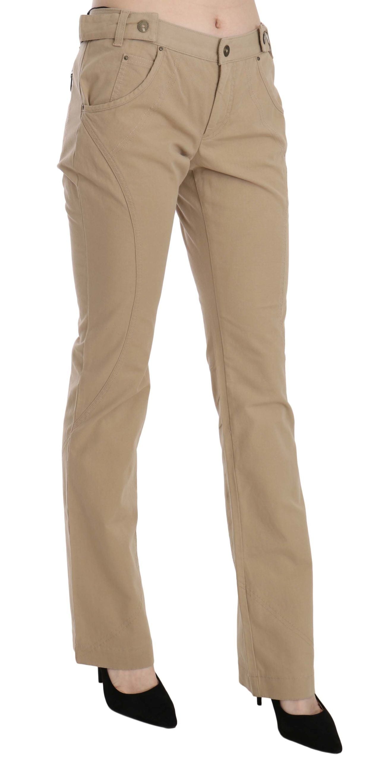Just Cavalli Beige Baumwolle Gerade Hose Mittlere Taille