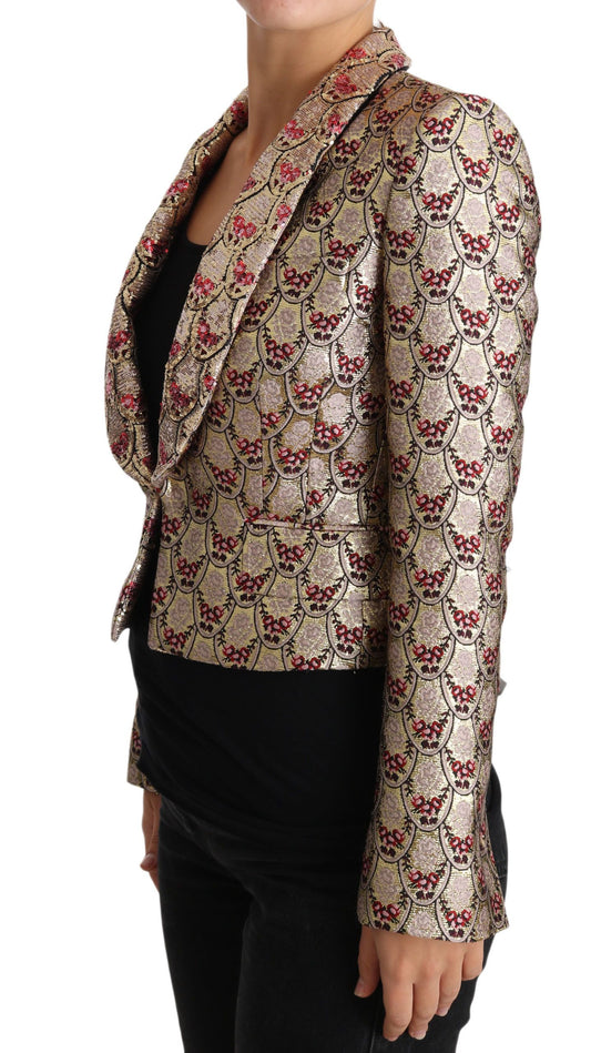 Dolce & Gabbana Blazer-Manteljacke mit goldenen Blumen und Pailletten