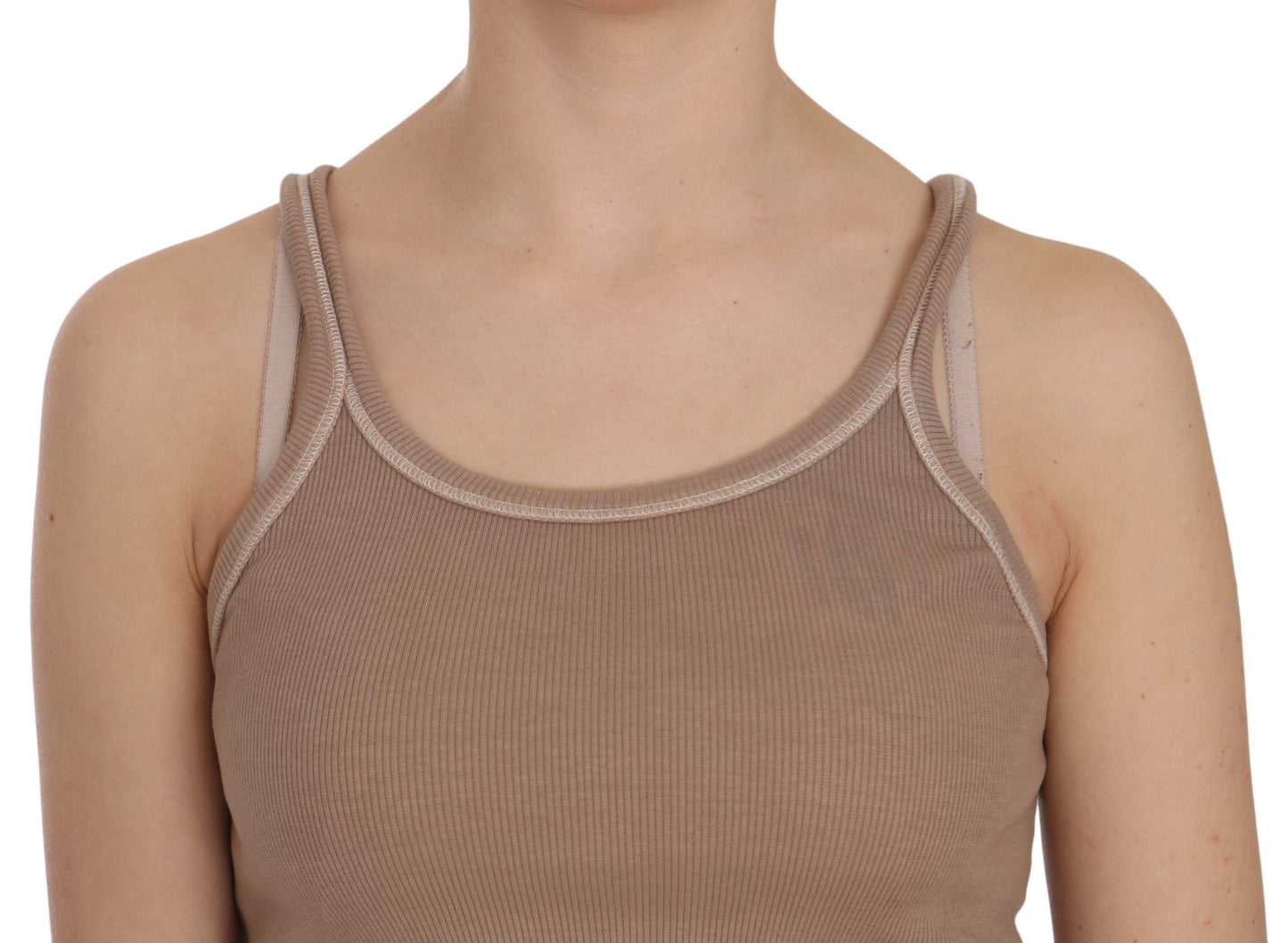 PINK MEMORIES – Braune, ärmellose Tank-Bluse mit Spaghettiträgern