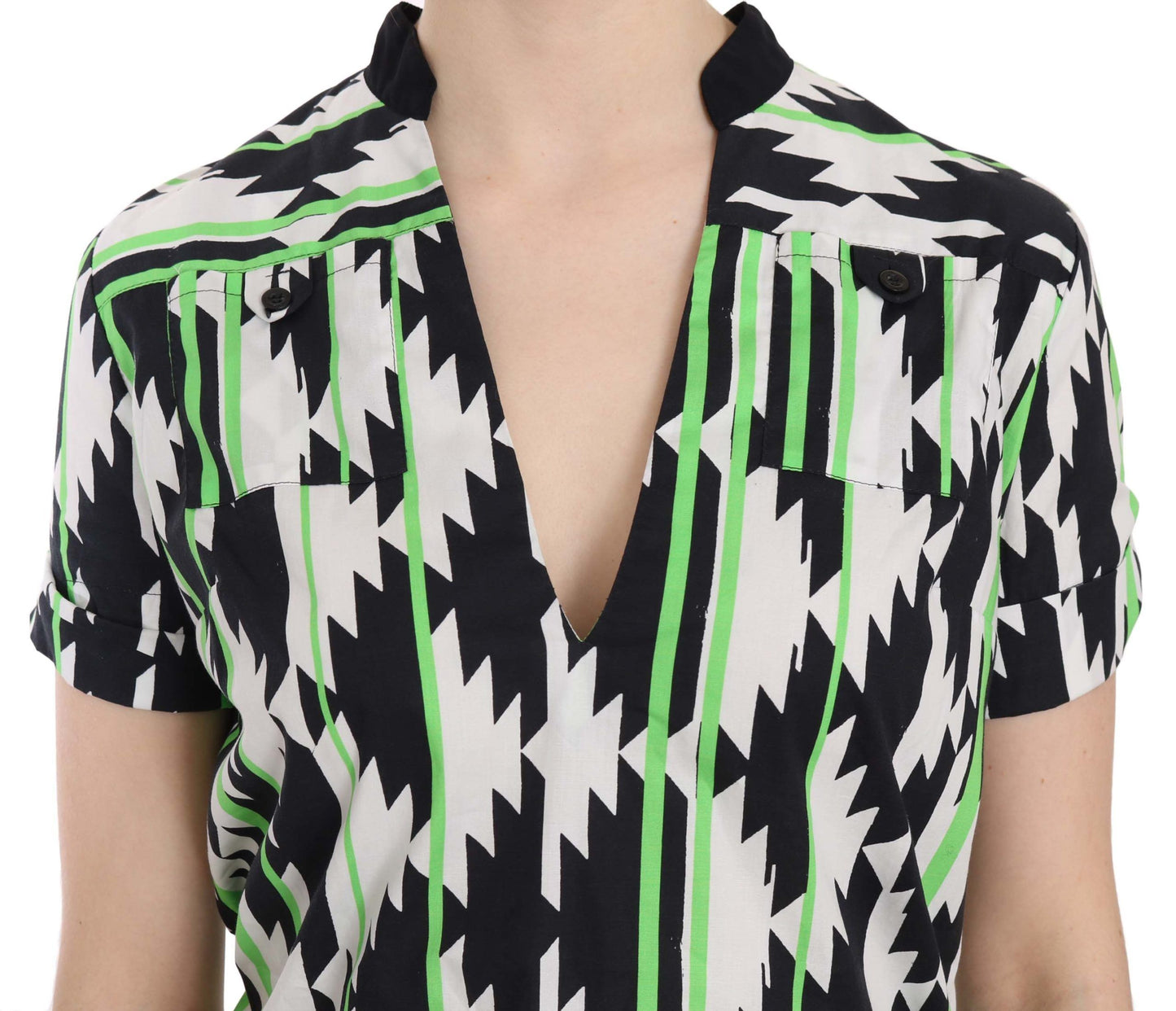 Costume National – Mehrfarbige Bluse mit tiefem Ausschnitt