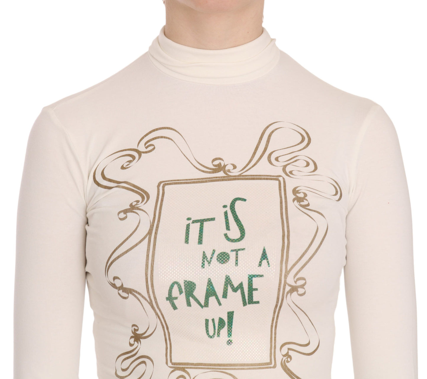 Bluse mit Rundhalsausschnitt und „It Is Not A Frame Up!“-Print