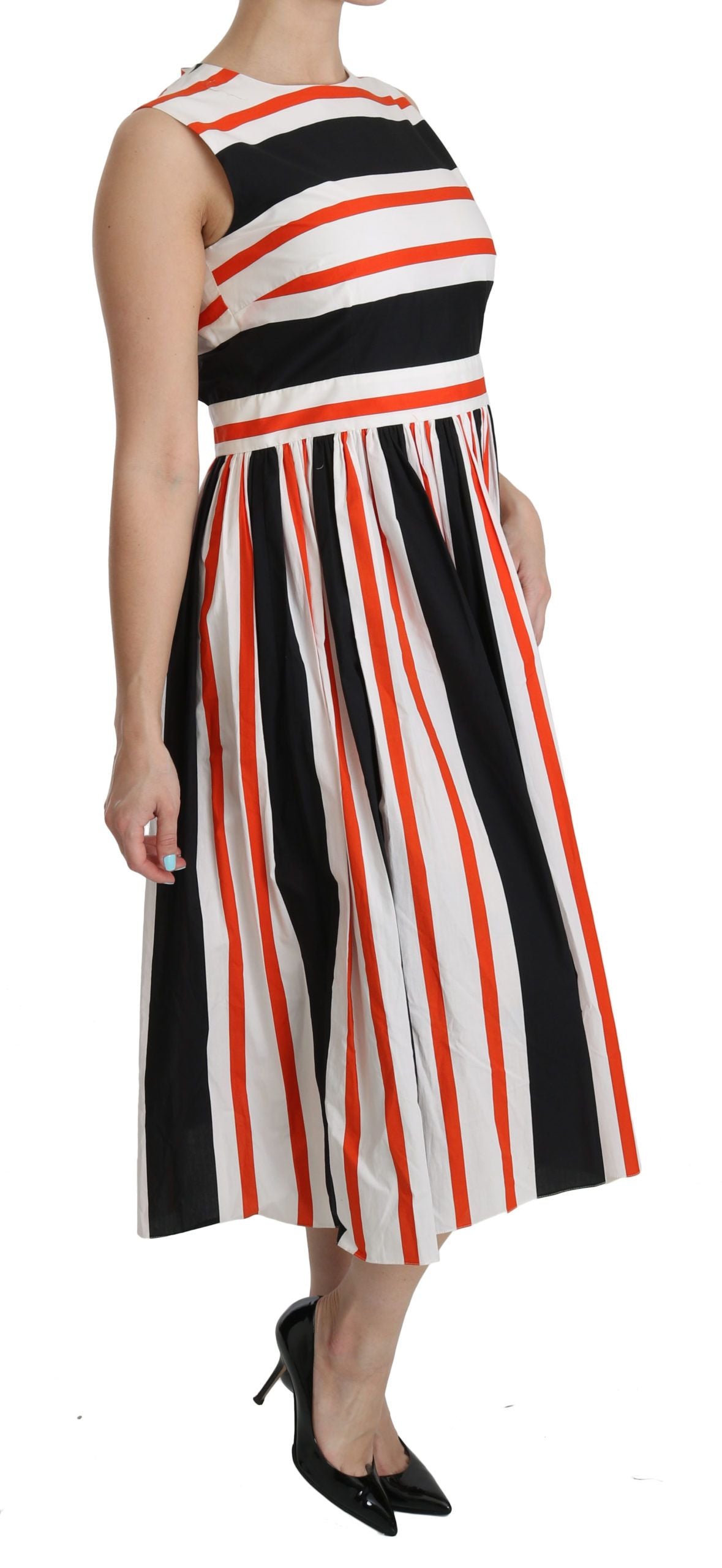 Dolce & Gabbana – A-Linien-Midikleid mit Plissee und mehrfarbigen Streifen