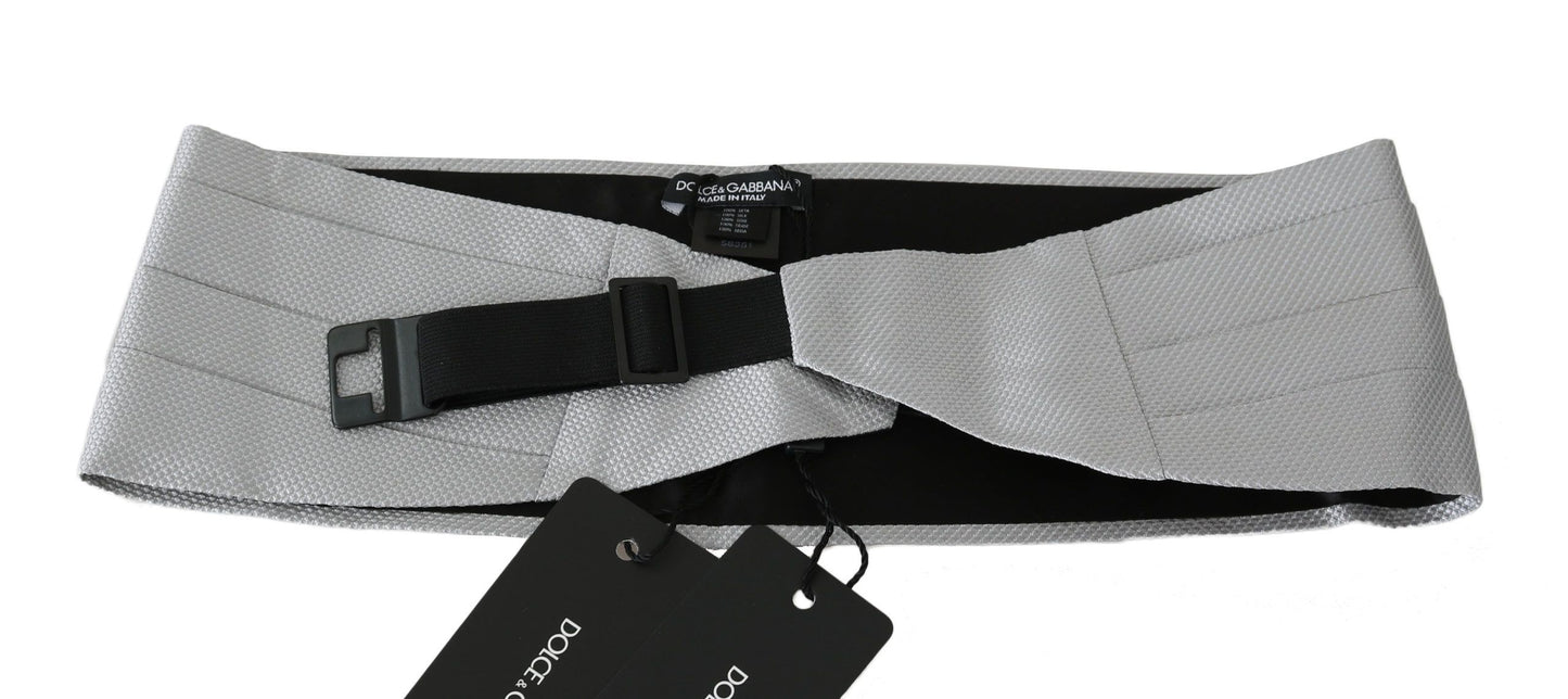 Dolce & Gabbana Grauer Herren-Taillengürtel, 100 % Seide, Kummerbund