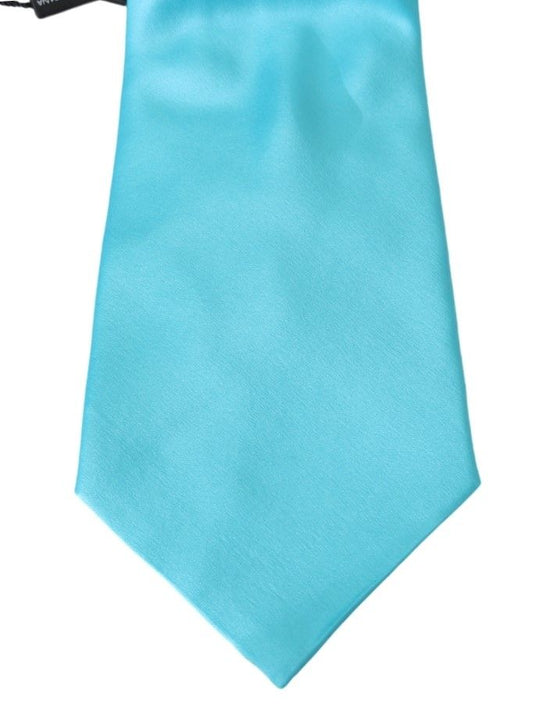 Dolce & Gabbana Hellblaue breite Herrenkrawatte, Accessoire, 100 % Seidenkrawatte