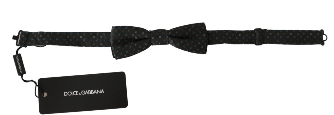 Dolce & Gabbana Grau gemusterte Herrenkrawatte Papillon 100% Seide Fliege