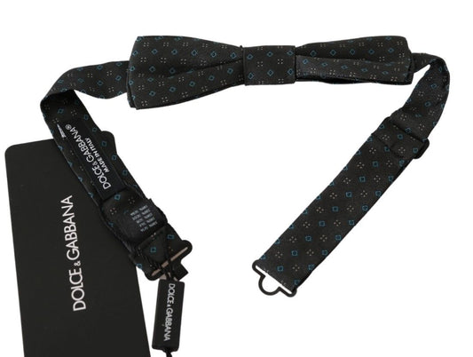 Dolce & Gabbana Grau gemusterte Herrenkrawatte Papillon 100% Seide Fliege