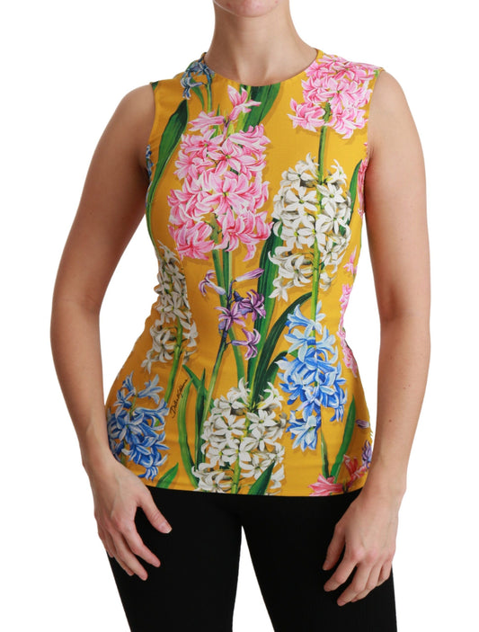 Dolce & Gabbana Gelbe Tankbluse mit Stretch-Oberteil und Blumenmuster