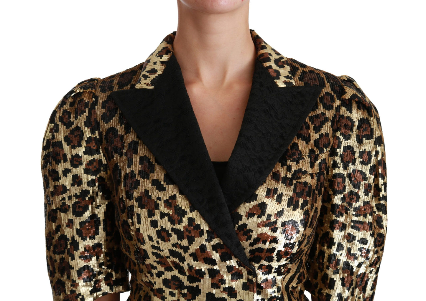 Dolce & Gabbana Blazer Gold Leopard Paillettenjacke