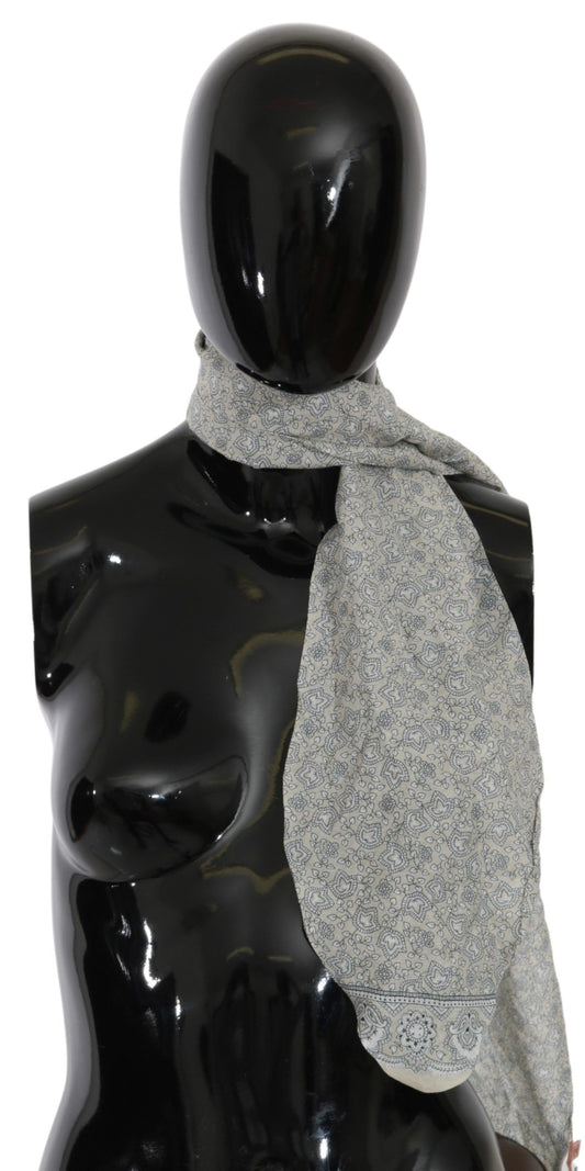 Ermanno Scervino Baumwollschal mit beige-blauem Fantasy-Print